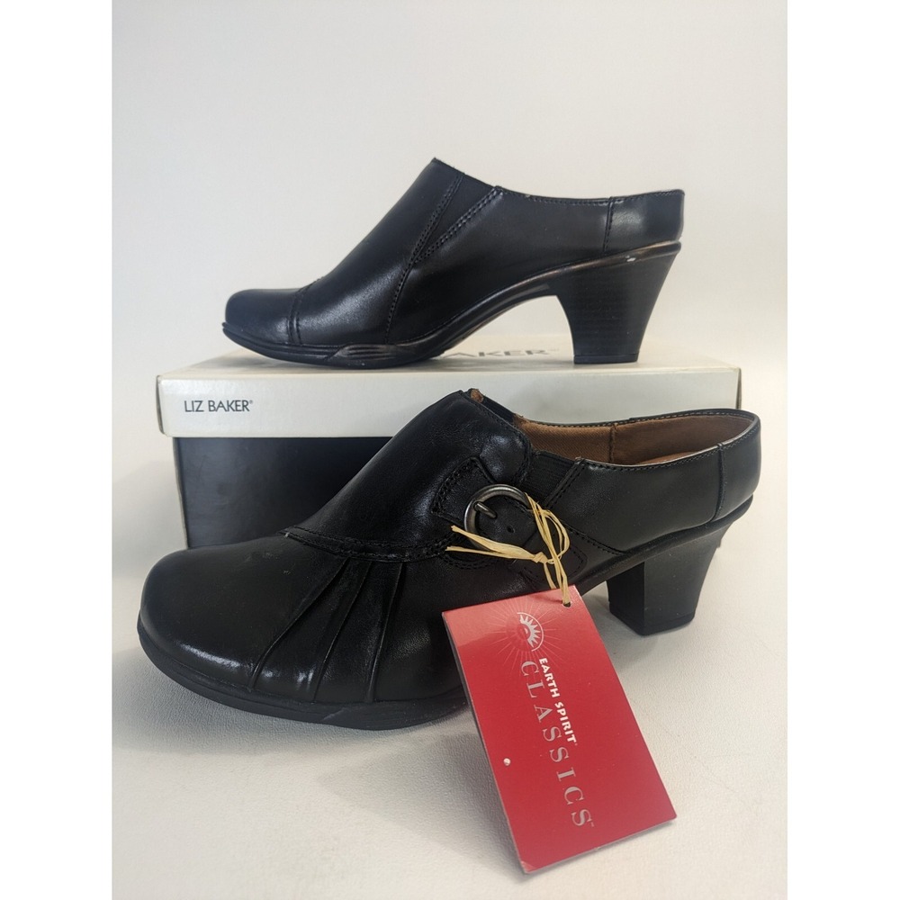 Liz Baker Women's Slip On Heels Dress Shoes, Black, 9.5 Wide